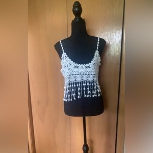 Cropped crochet cover up top